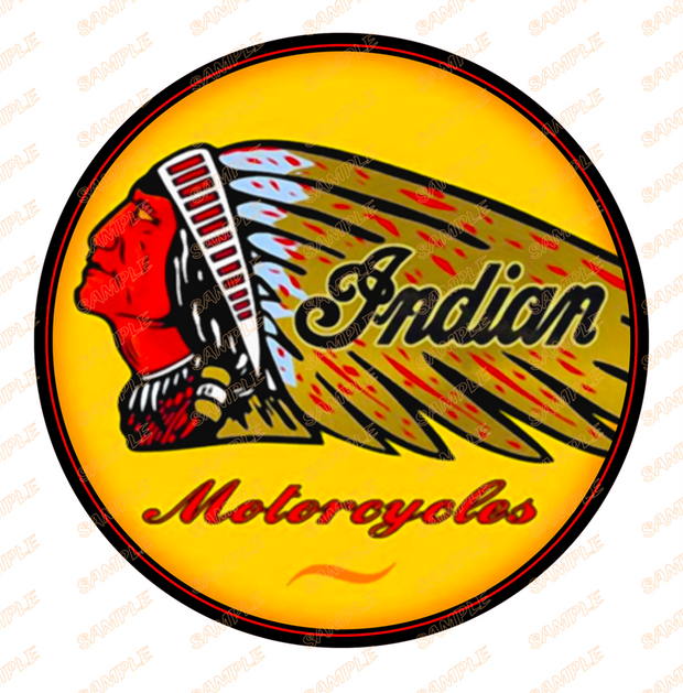 INDIAN MOTORCYCLES BLACK Retro/ Vintage Round Metal Sign Man Cave, Wall Home Décor, Shed-Garage, and Bar