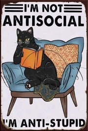 I'M NOT ANTISOCIAL Retro/ Vintage Tin Metal Sign Man Cave, Wall Home Décor, Shed-Garage, and Bar