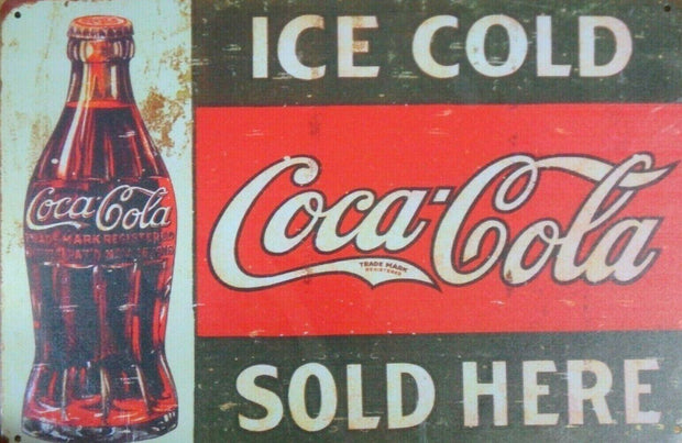 Ice Cold Coca Cola, Sold Here brand new tin metal sign MAN CAVE