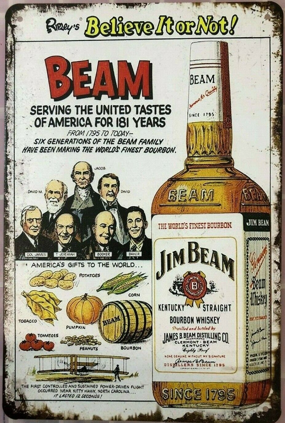 JIM BEAM Garage Rustic Look Vintage Tin Signs Man Cave, Shed and Bar E - Tin Sign Factory Australia