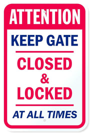 KEEP THE GATE CLOSED & LOCKED Retro/ Vintage Tin Metal Sign Man Cave, Wall Home Decor, Shed-Garage, and Bar
