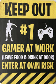 KEEP OUT GAMER AT PLAY Garage Rustic Vintage Metal Tin Sign Man Cave,Shed and Bar