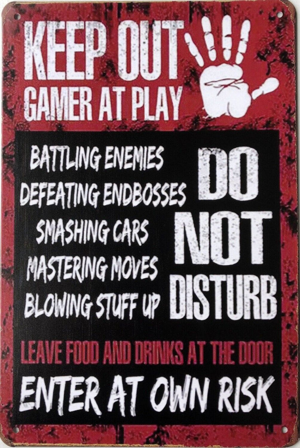 KEEP OUT GAMER AT PLAY Garage Rustic Vintage Metal Tin Sign Man Cave,Shed and Bar - Tin Sign Factory Australia