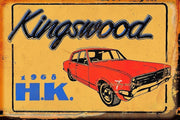 KINGSWOOD 1968 HK DARK Rustic Look Vintage Tin Metal Sign Man Cave, Shed-Garage and Bar