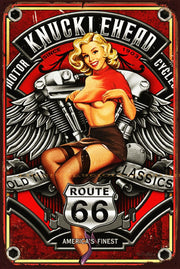 KNUCKLEHEAD SEXY PINUP Vintage Retro Rustic Garage Man Cave Metal Sign