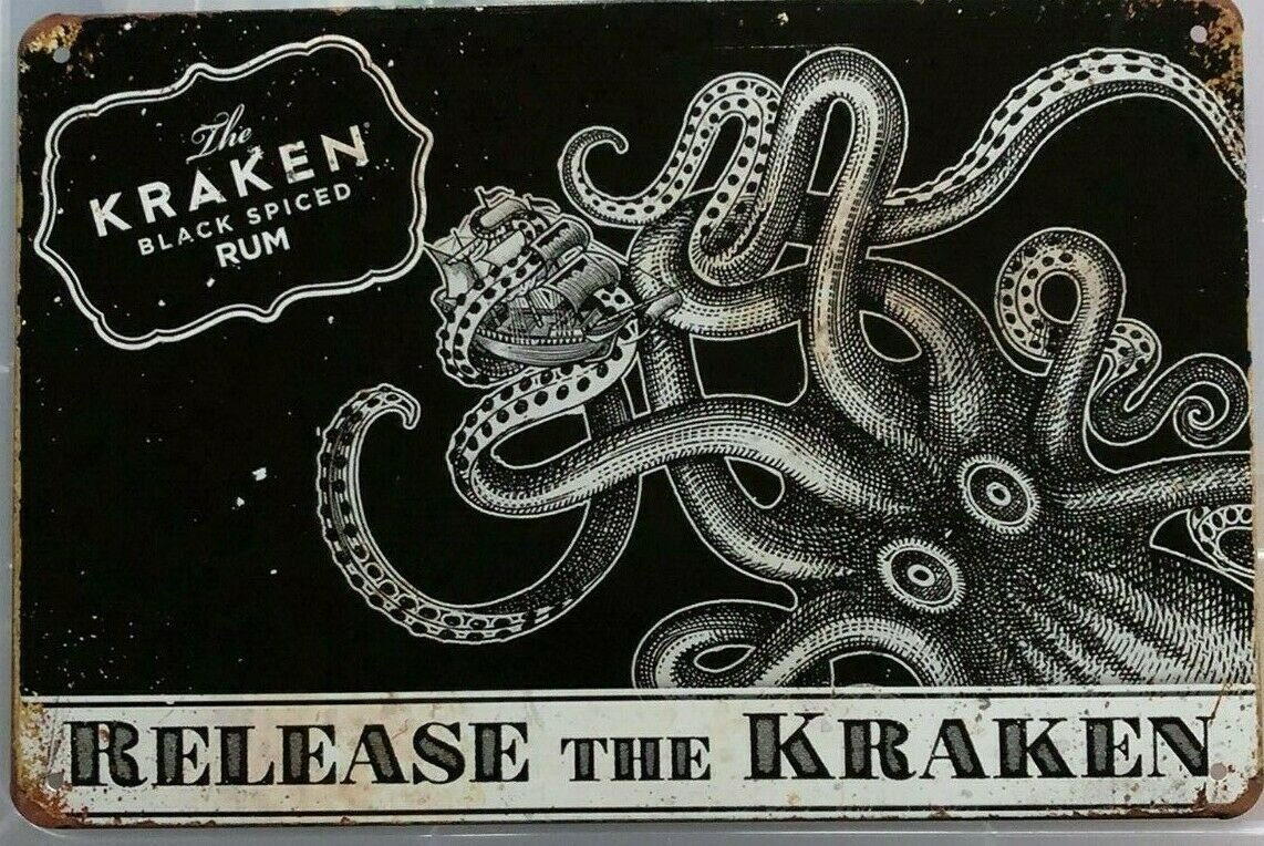 KRAKEN RUM Rustic Look Vintage Tin Metal Sign Man Cave, Shed-Garage and Bar Sign - Tin Sign Factory Australia