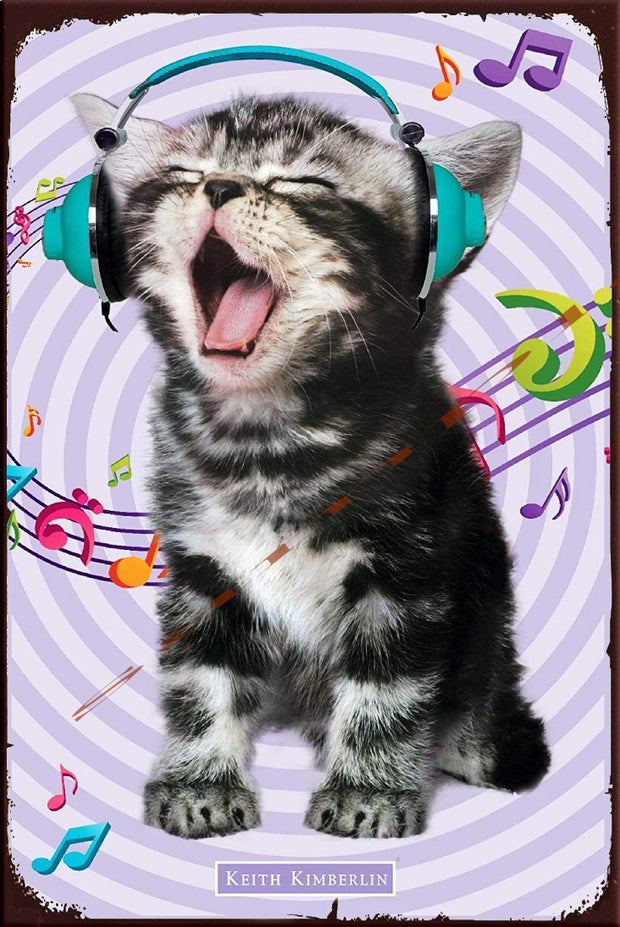 SINGING KITTEN Retro/ Vintage Home Décor, Shed-Garage and Bar Tin Metal Sign