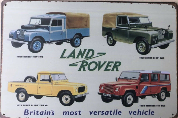 LAND ROVER Garage Rustic Vintage Metal Tin Signs Man Cave, Shed and Bar Sign