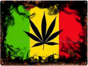 GANJA PLANTA Rustic Retro/Vintage Home Garage Wall Cafe Resto or Bar Tin Metal Sign