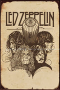 LED ZEPPELLIN PORTRAIT Vintage Retro Rustic Shed Bar Café Man Cave Metal Sign