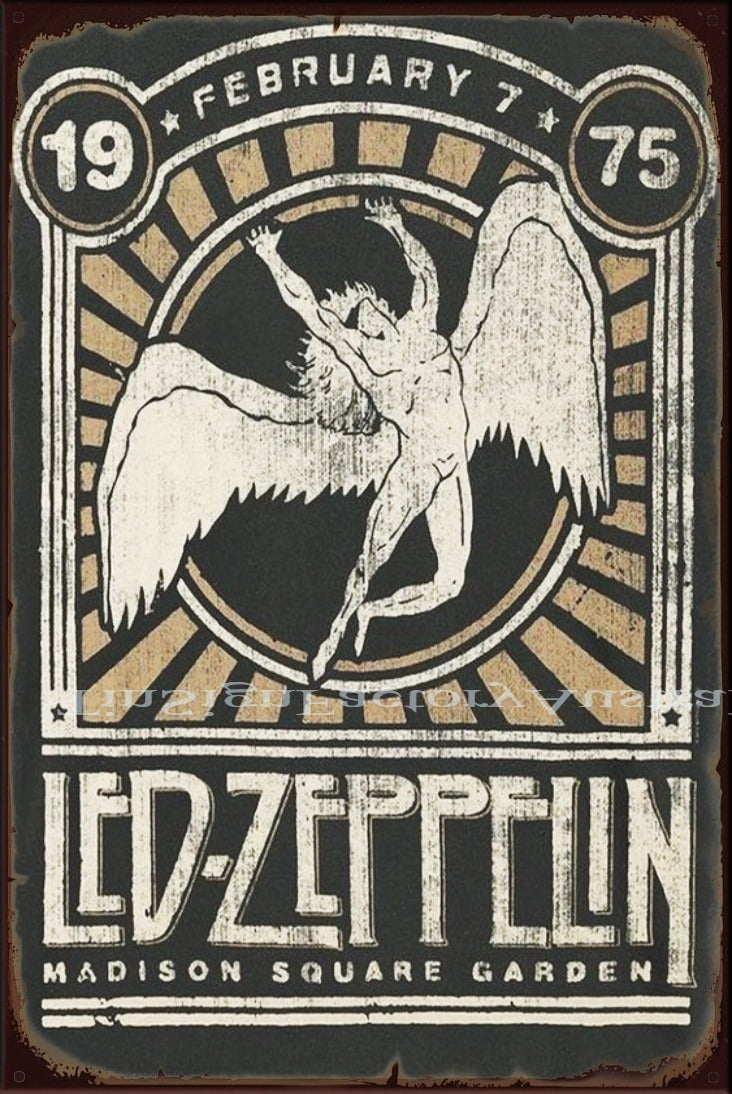LED ZEPPELIN 1975 Vintage Retro Rustic Shed Bar Café Man Cave Metal Sign