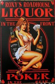 LIQOUR Rustic Look Vintage Metal Tin Sign MAN CAVE Shed Garage and Bar Sign