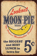 LOOKOUT MOON PIE Vintage Retro Rustic Garage Wall Man Cave Metal Sign
