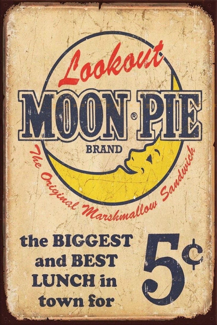 LOOKOUT MOON PIE Vintage Retro Rustic Garage Wall Man Cave Metal Sign
