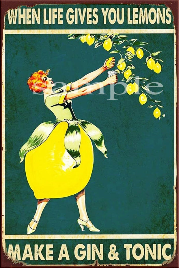 LEMON LADY Retro/ Vintage Wall Home Décor, Shed-Garage and Bar Tin Metal Sign