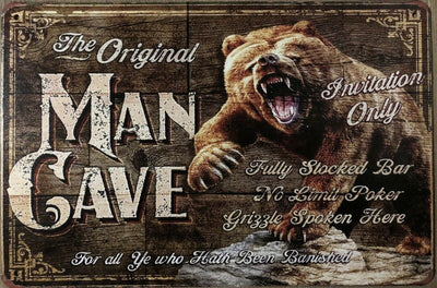 MAN CAVE Garage Rustic Vintage Metal Tin Signs Man Cave, Shed and Bar Sign