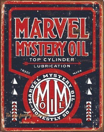 MARVEL MYSTERY OIL Retro Rustic Look Vintage Tin Metal Sign Man Cave, Shed-Garage, and Bar