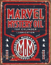 MARVEL MYSTERY OIL Retro Rustic Look Vintage Tin Metal Sign Man Cave, Shed-Garage, and Bar