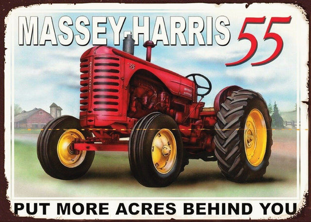 MASSEY-HARRIS 55 Retro Rustic Look Vintage Tin Metal Sign Man Cave, Shed-Garage, and Bar