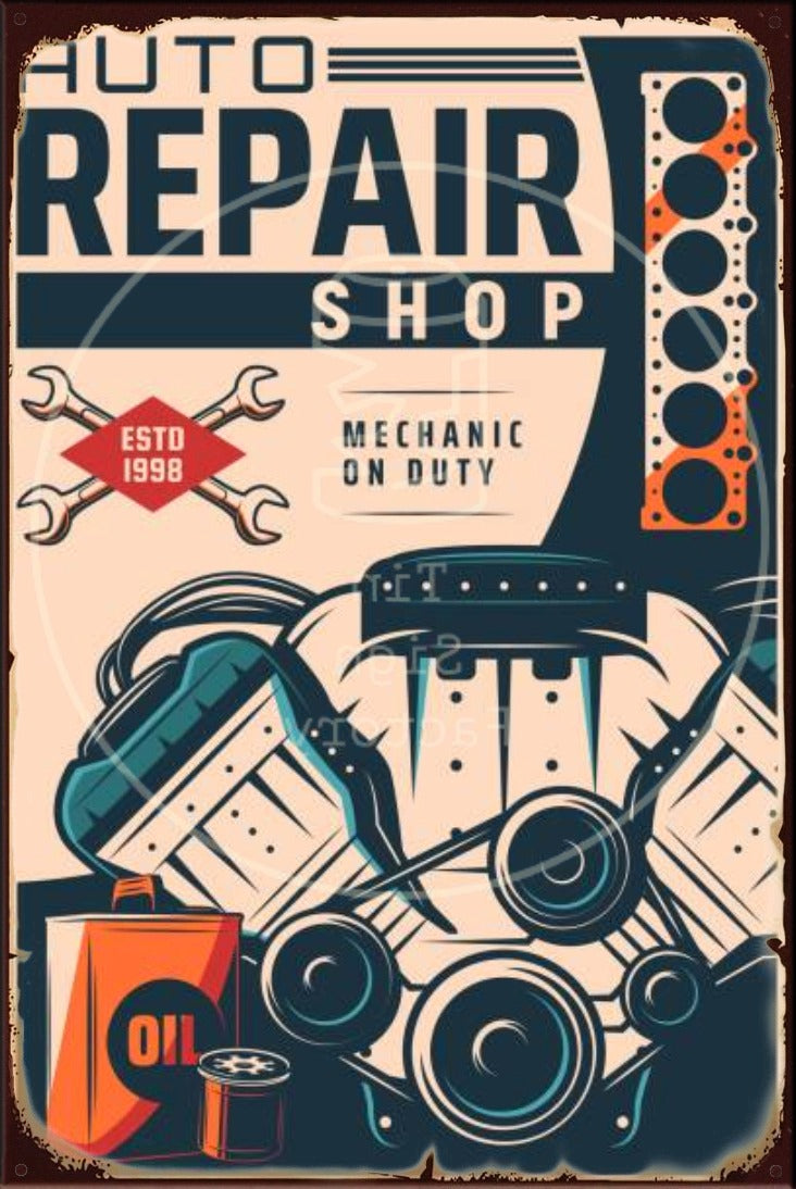 MECHANIC SHOP Rustic Look Vintage Shed-Garage and Bar Man Cave Tin Metal Sign