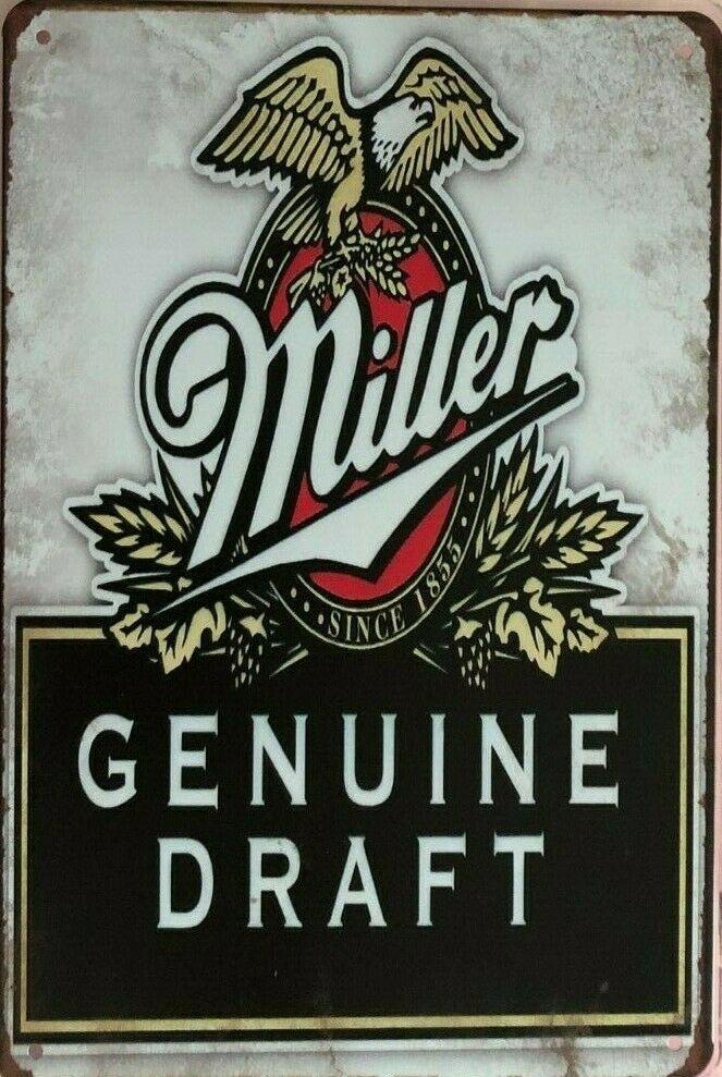 MILLER Rustic Look Vintage Tin Metal Sign Man Cave, Shed-Garage and Ba