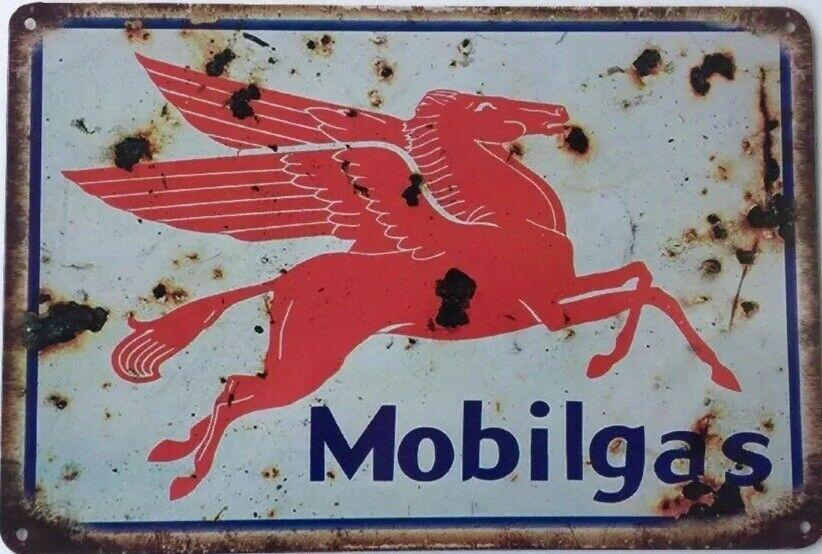 MOBILGAS Rustic Vintage Look Metal Tin Sign Man Cave,Garage,Shed and B