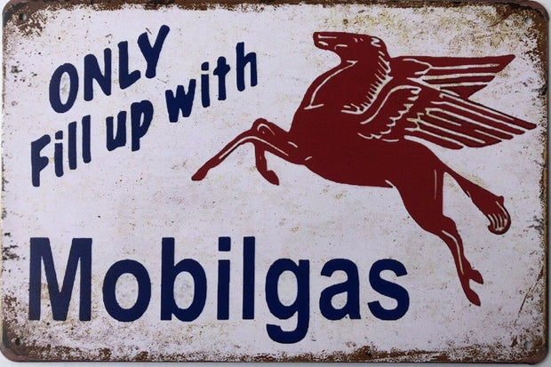 MOBILGAS Rustic Vintage Look Metal Tin Sign Man Cave,Garage,Shed and Bar