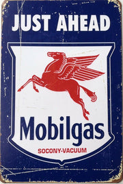 MOBILGAS Rustic Vintage Look Metal Tin Sign Man Cave,Garage,Shed and Bar