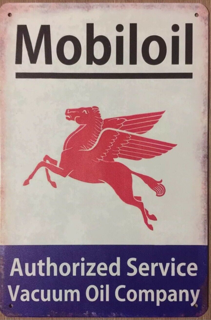 MOBILOIL MOTOR OIL Garage Rustic Vintage Metal Tin Signs Man Cave Shed and Bar - Tin Sign Factory Australia