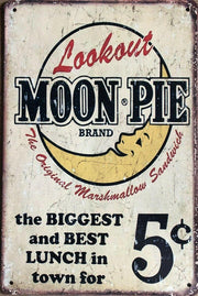MOON PIE HOME DECOR Garage Rustic Look Vintage Tin Signs Man Cave, Shed Bar Sign