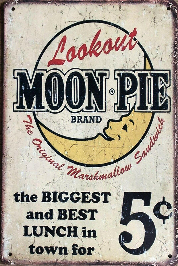 MOON PIE HOME DECOR Garage Rustic Look Vintage Tin Signs Man Cave, Shed Bar Sign