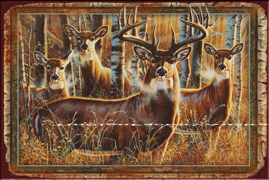 WHITE-TAILED MULTI DEER Vintage Retro Rustic Garage Wall Man Cave Metal Sign