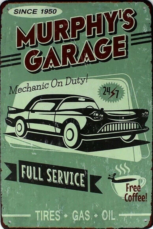 MURPHY’S Garage Car Rustic Vintage Metal Tin Sign Man Cave,Garage,Shed and Bar