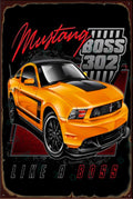 MUSTANG BOSS 302 Rustic Look Vintage Shed-Garage and Bar Man Cave Tin Metal Sign