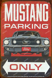 MUSTANG PARKING Retro/ Vintage Tin Metal Sign Man Cave, Wall Home Décor, Shed-Garage, and Bar
