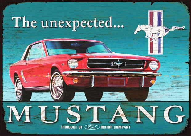 MUSTANG THE UNEXPECTED Retro Rustic Look Vintage Tin Metal Sign Man Cave, Shed-Garage, and Bar