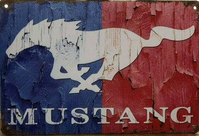 MUSTANG Rustic Look Vintage Tin Metal Sign Man Cave Shed-Garage and Bar