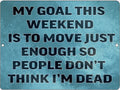 MY GOAL THIS WEEKEND Retro/Vintage Metal Plaque Sign Style Man Cave Garage Work Office