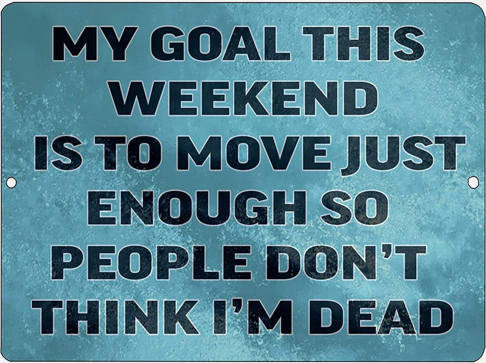 MY GOAL THIS WEEKEND Retro/Vintage Metal Plaque Sign Style Man Cave Ga