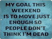 MY GOAL THIS WEEKEND Retro/Vintage Metal Plaque Sign Style Man Cave Garage Work Office