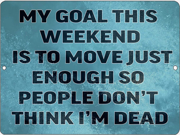 MY GOAL THIS WEEKEND Retro/Vintage Metal Plaque Sign Style Man Cave Garage Work Office