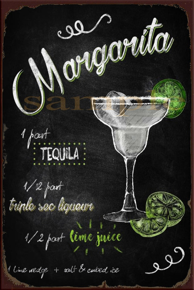 MARGARITA Retro/ Vintage Wall Art Home Décor, Shed-Garage and Bar Tin Metal Sign