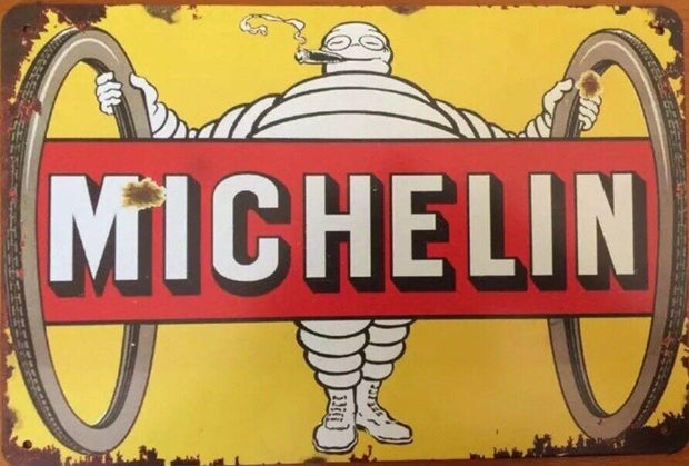 Michelin Tyres Garage Rustic Look Vintage Tin Signs Man Cave, Shed and Bar Sign