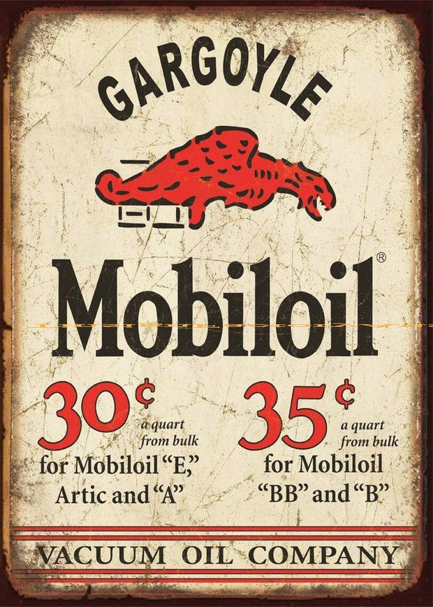 MOBIL OIL GARGOYLE Retro Rustic Look Vintage Tin Metal Sign Man Cave, Shed-Garage, and Bar