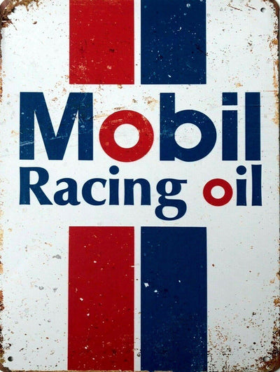 Mobil racing oil new tin metal sign MAN CAVE