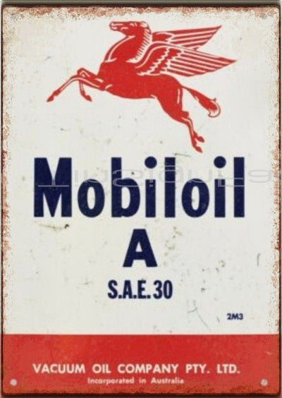 MOBILOIL SAE 30 Retro/Vintage RUSTIC Garage Home Garage Wall Décor Café Resto Bar Tin Metal Sign