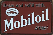 Mobiloil Garage Rustic Vintage Metal Tin Sign Man Cave, Shed and Bar