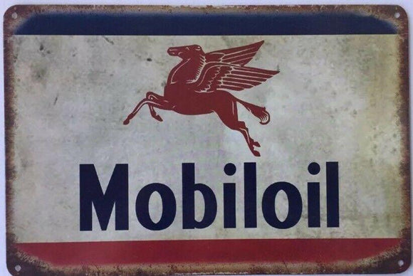 Mobiloil Oil Garage Rustic Vintage Metal Tin Signs Man Cave Shed and Bar Sign