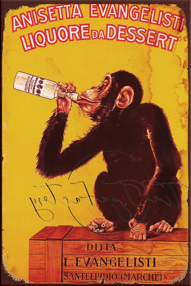 DRINKING MONKEY Retro/ Vintage Tin Metal Sign Man Cave, Wall Home Décor, Shed-Garage, and Bar