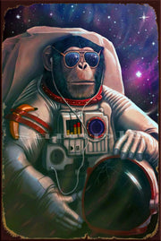 MONKEY SPACEFARER Retro/ Vintage Wall Home Décor, Shed-Garage and Bar Tin Metal Sign